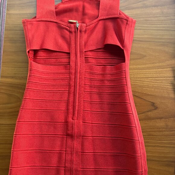 Marciano by Guess Red Bandage Bodycon Mini Dress Cross Halter Size S - Picture 3 of 5